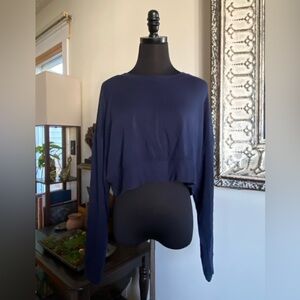 Splits59 Navy Cropped Long Sleeve Top Size Medium